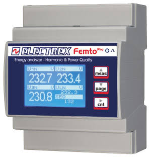 Đồng hồ phân tích điện năng Electrex Femto Pro D4 dạng DIN rail